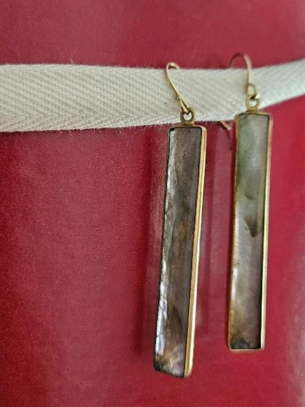 Long Labradorite Statement Earrings